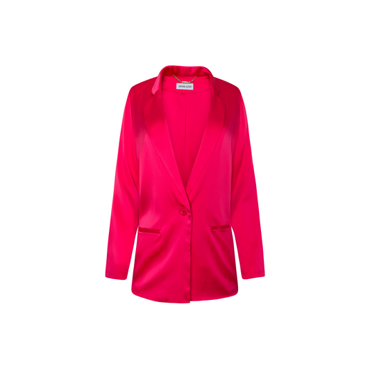 Boyfriend Jacket Solid Fraise Satin Silk Strech