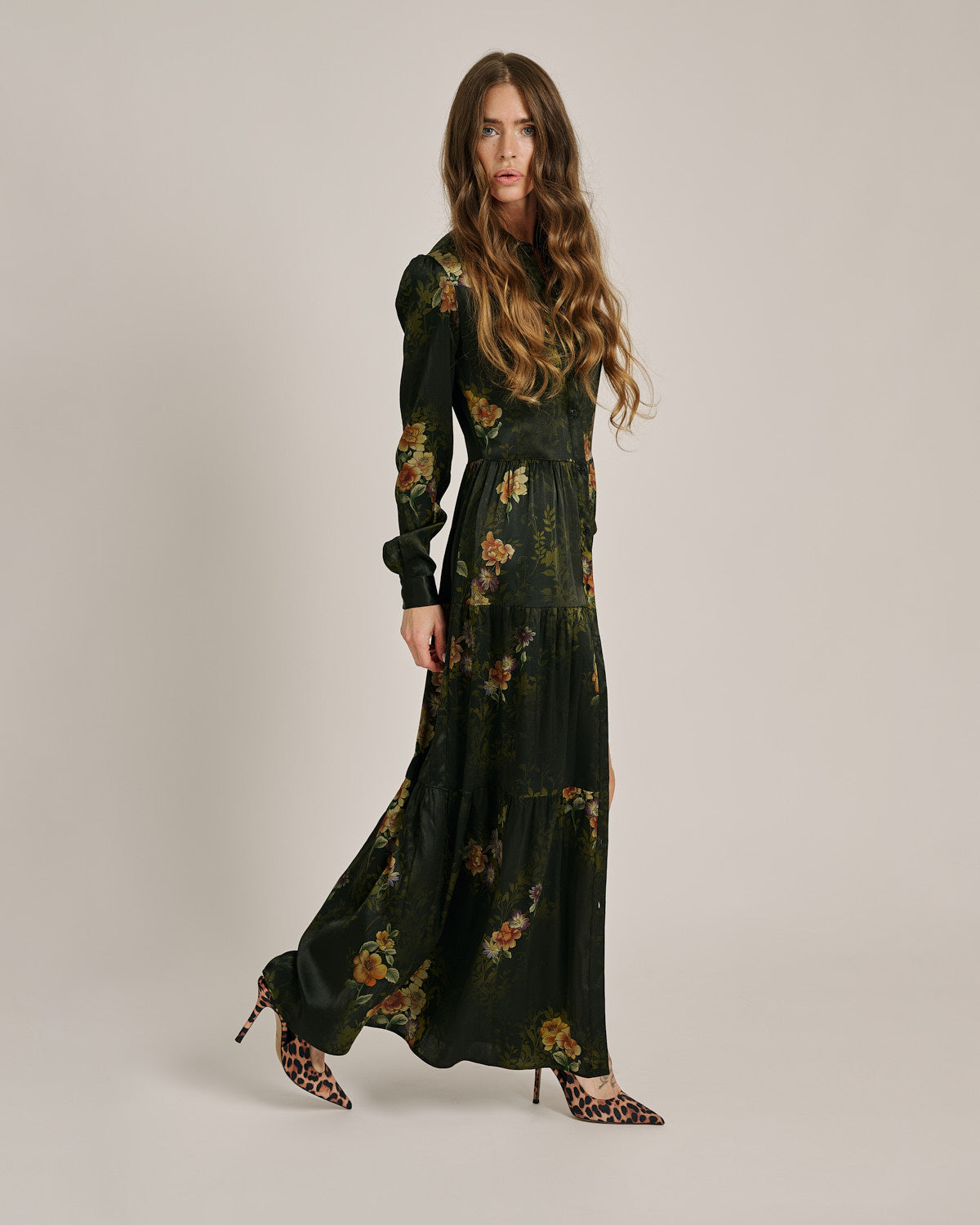 Tucson Dress Garden Dark Green 16mm Silk Satin Strech - Adriana Iglesias 34 Tucson Dress Garden Dark Green 16mm Silk Satin Strech - Adriana Iglesias 34