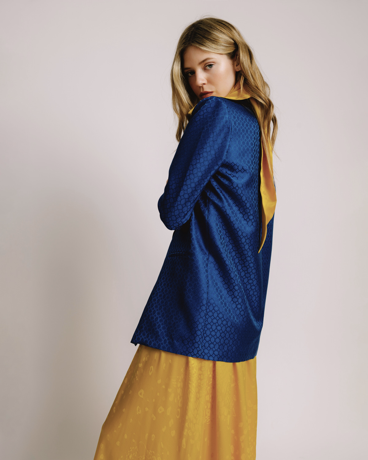 Cassin Blue Jacquard Long Jacket