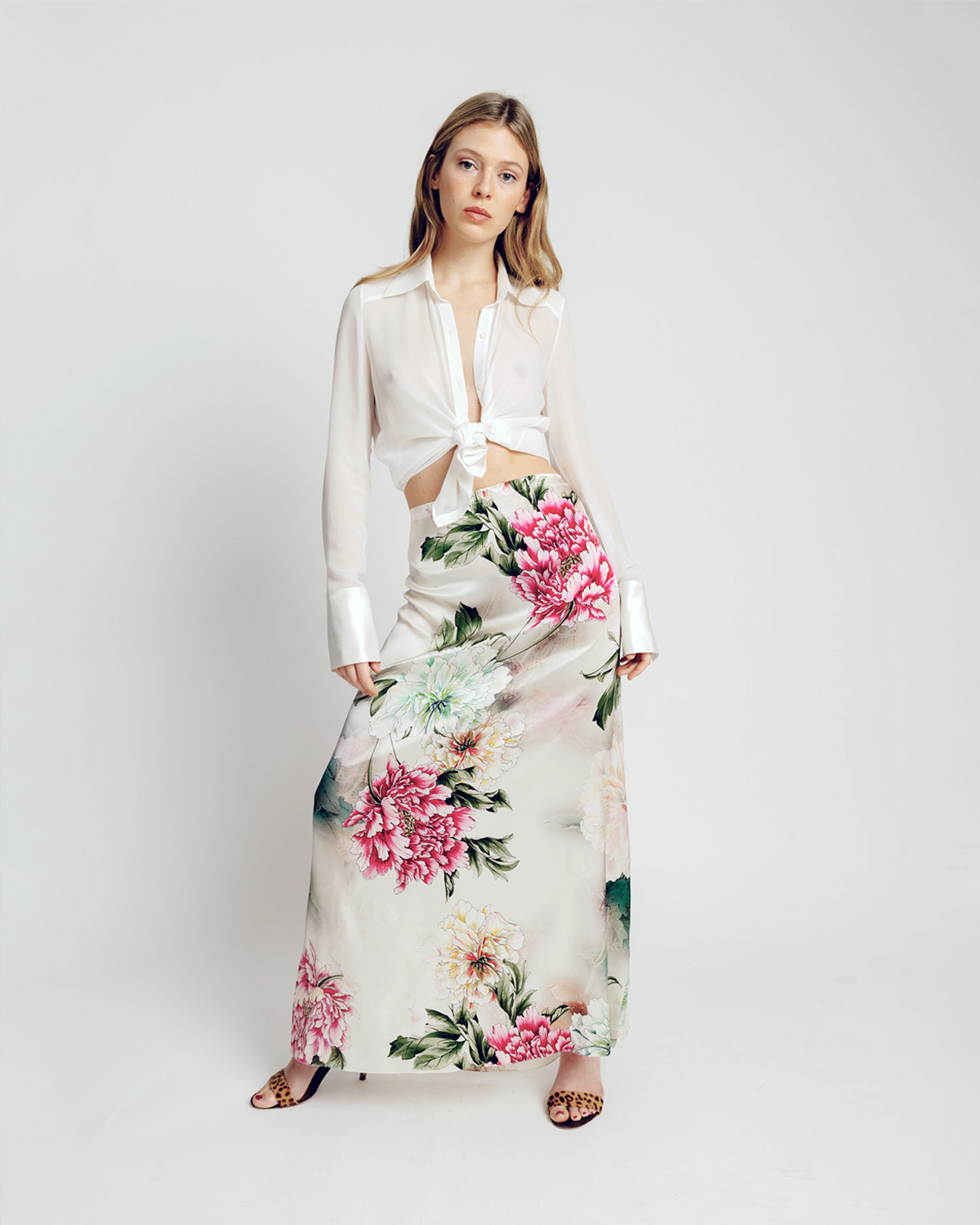 SALINS SKIRT GARDENIA SATIN SILK STRECH
