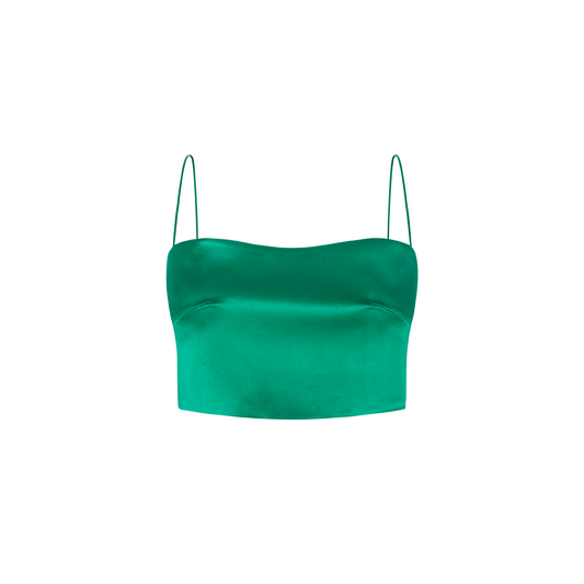 Ada Top High Green Satin Silk Strech