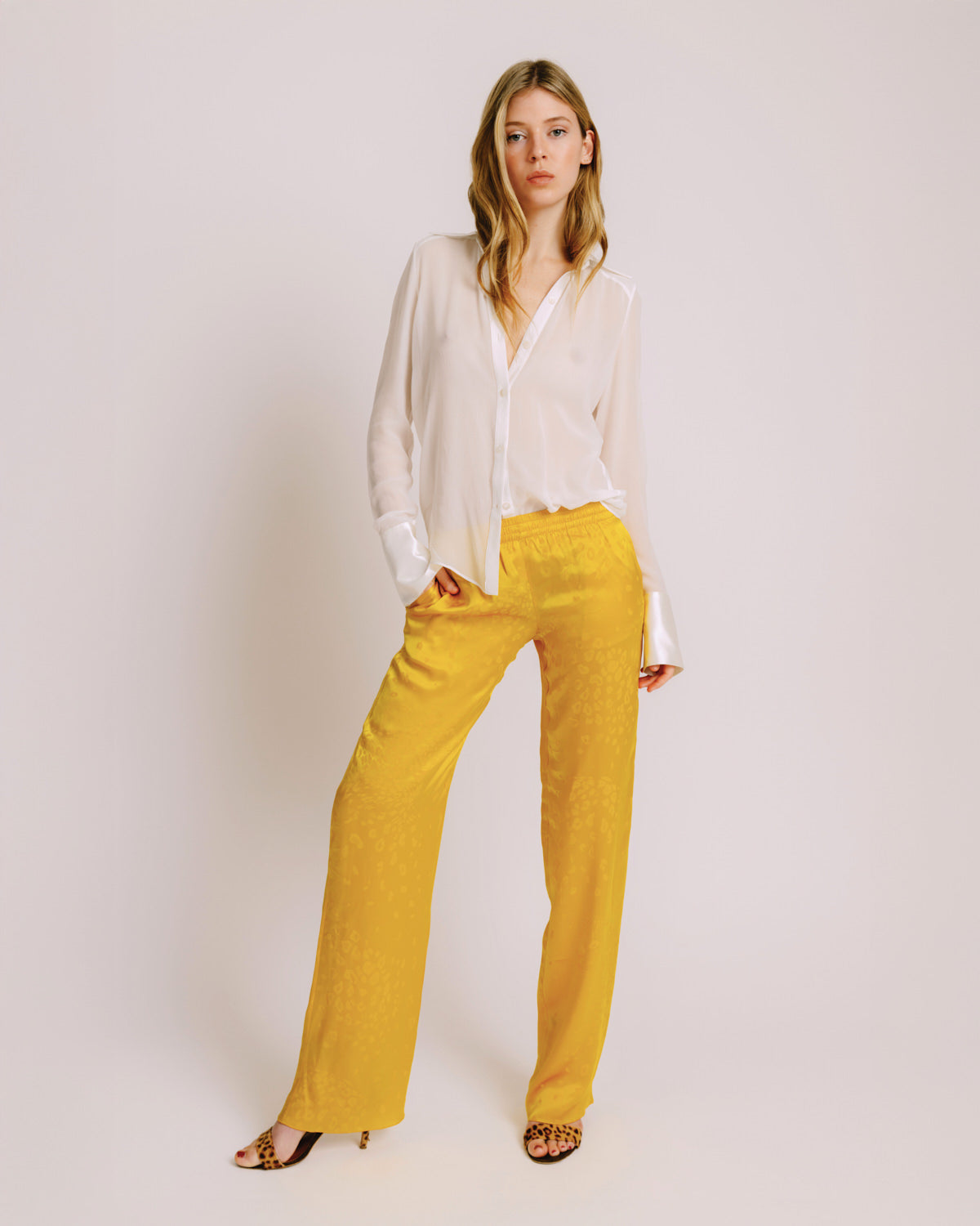Hollywood Shirt – Sheer White Silk Chiffon Blouse