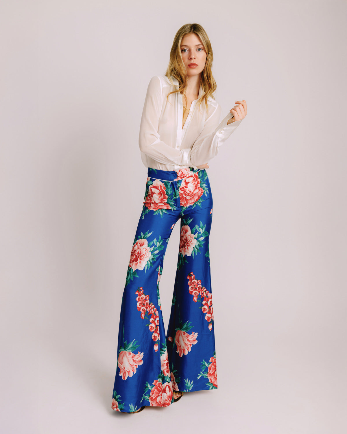 Hollywood Shirt – Sheer White Silk Chiffon Blouse