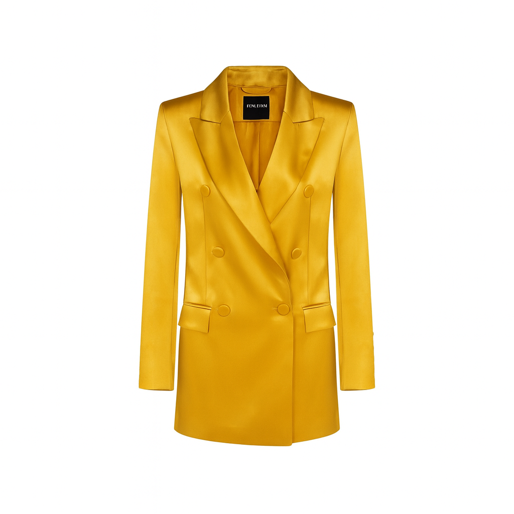 Lauren Jacket Solid Mustard Satin Silk