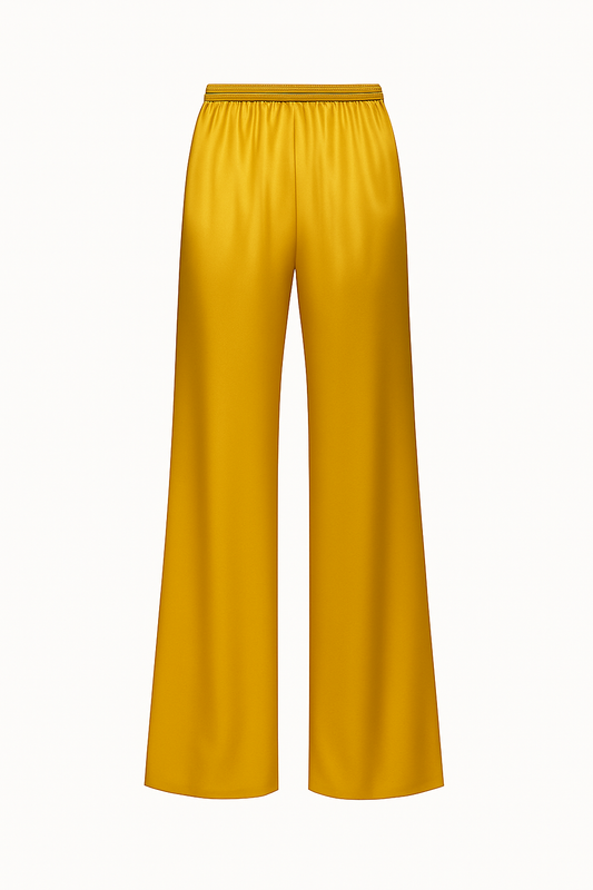 Emery Pants Solid Mustard Satin Silk