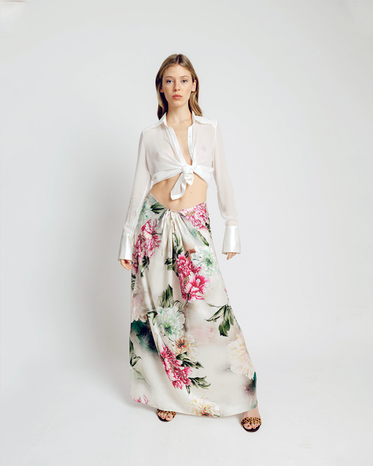 SALINS SKIRT GARDENIA SATIN SILK STRECH