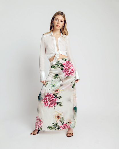 SALINS SKIRT GARDENIA SATIN SILK STRECH